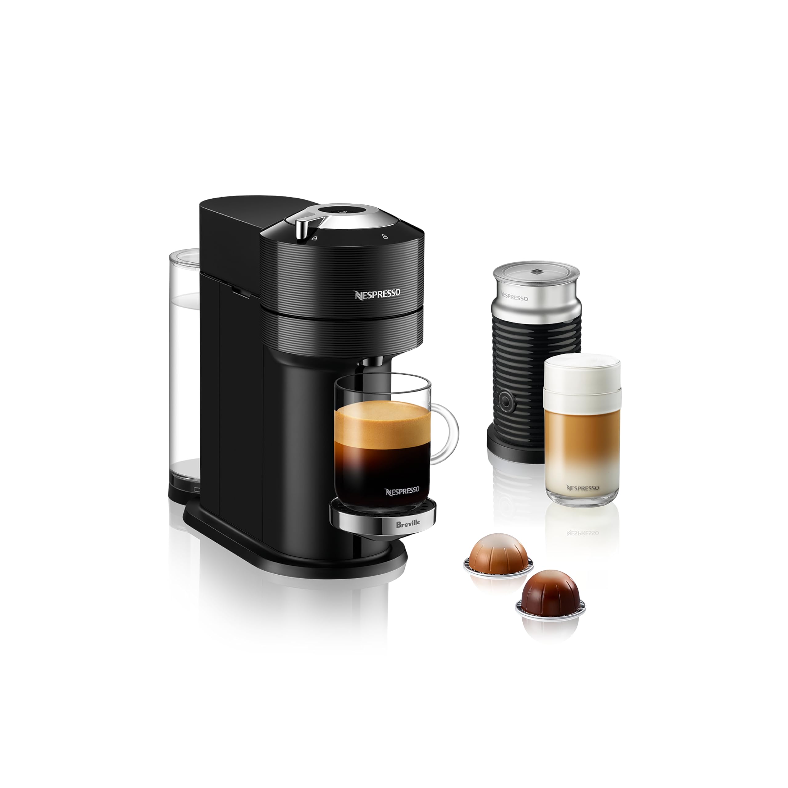 Nespresso Vertuo Next Premium Coffee & Espresso Machine with Aeroccino Milk Frother - Classic Black by Breville | Perfect for Home & Office Brewing