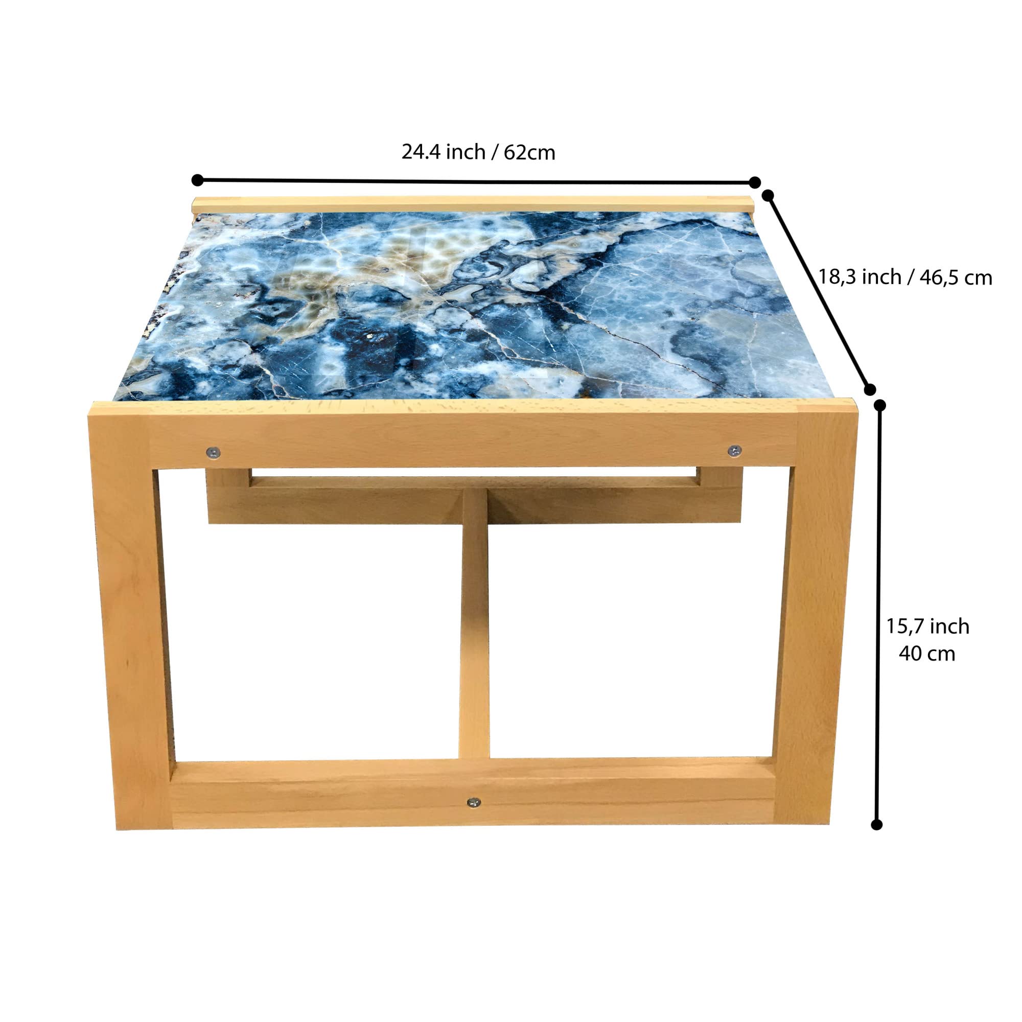 Ambesonne Modern Marble Coffee Table - Abstract Granite Look, Nature Stone Inspired Design with Acrylic Glass Top & Wooden Frame, Sage Green & Slate Blue - Perfect for Offices, Dorms, Living Rooms & Small Spaces