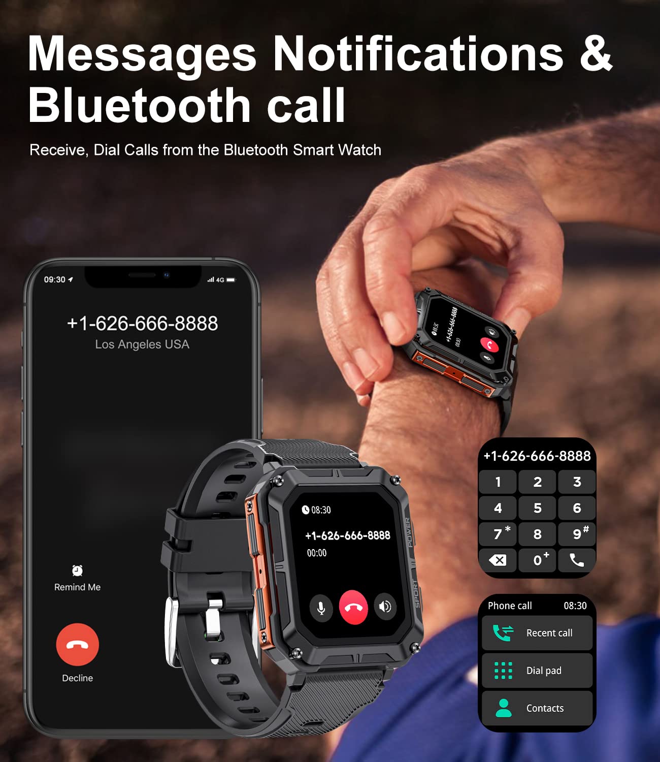 LIGE Military Smart Watch for Men - Bluetooth Call & Speaker, 1.83