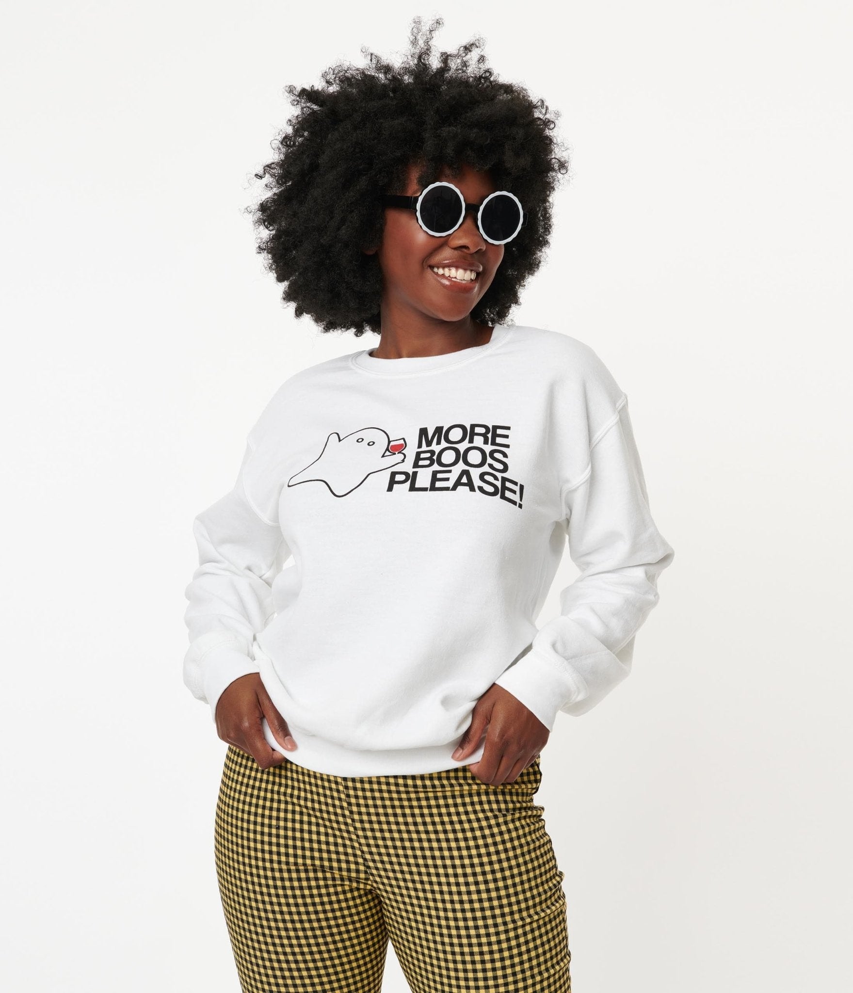 More Boos Please Halloween Graphic Sweatshirt - Cute & Spooky Pullover for Women & Teens - Perfect for Halloween Parties, Trick or Treat & Fall Outfits