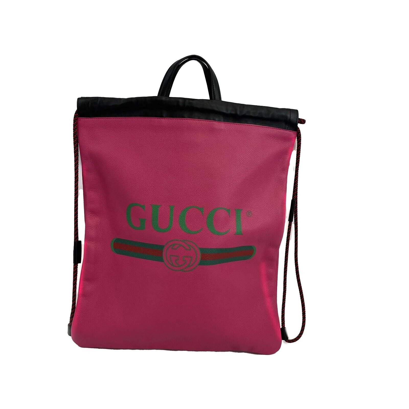 Gucci Pink Logo Drawstring Backpack with Top Handle - Stylish Designer Backpack for Women, Travel, School & Everyday Use