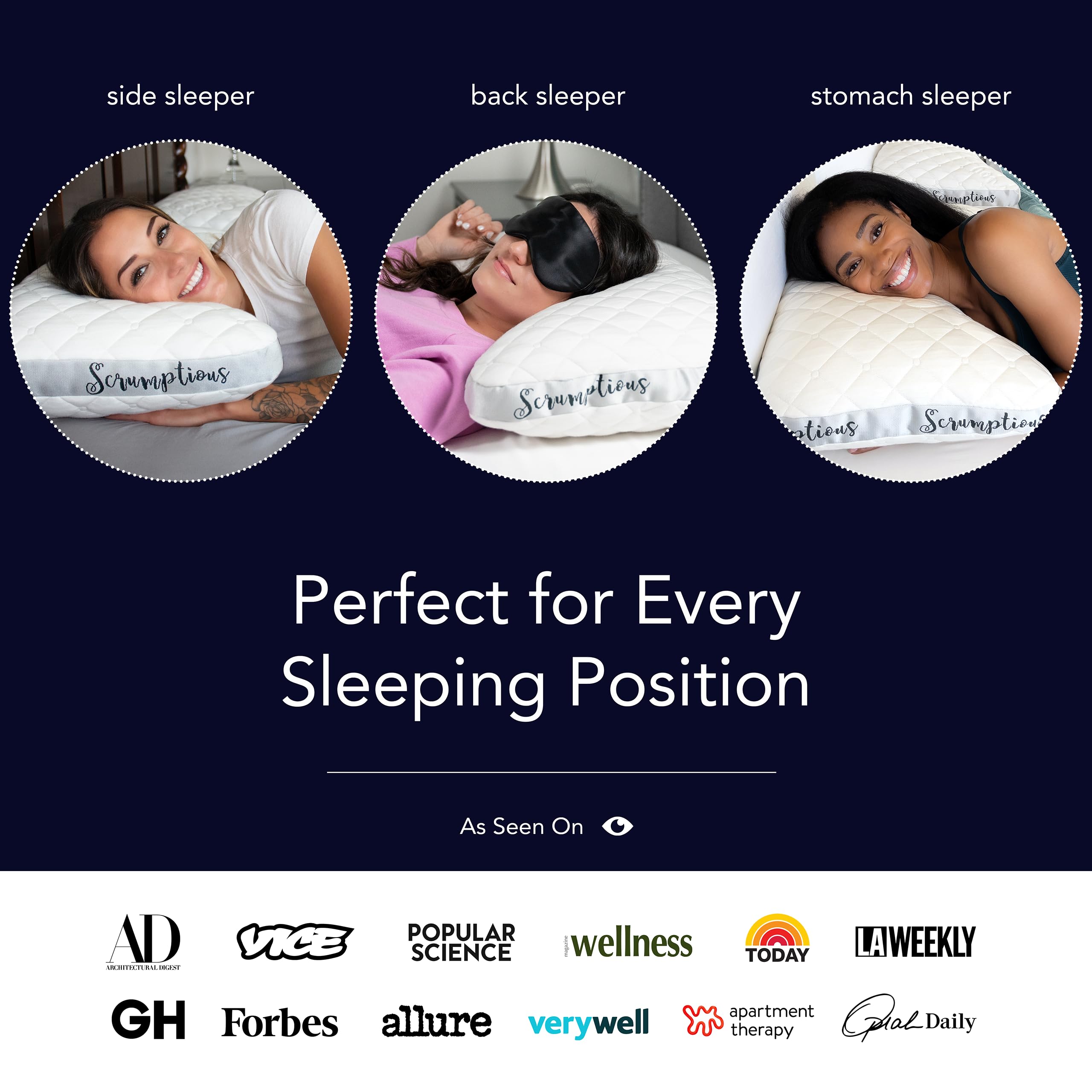 **Honeydew Cooling Side Sleeper Pillow for Neck & Shoulder Pain Relief - Award-Winning Queen Size Pillow with Free Pillowcase - Made in USA - Perfect for Back & Side Sleepers, Hot Sleepers & Pain Relief**