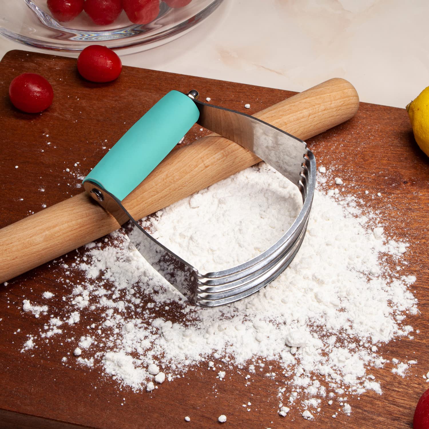 ALLTOP Stainless Steel Pastry Blender & Dough Cutter - Professional Baking Tool for Butter, Biscuits, Pies & Pastry Dough - Perfect for Flaky Pie Crusts & Almond Cookies - Ideal for Home Bakers & Kitchen Use (1 Pack, Turquoise)