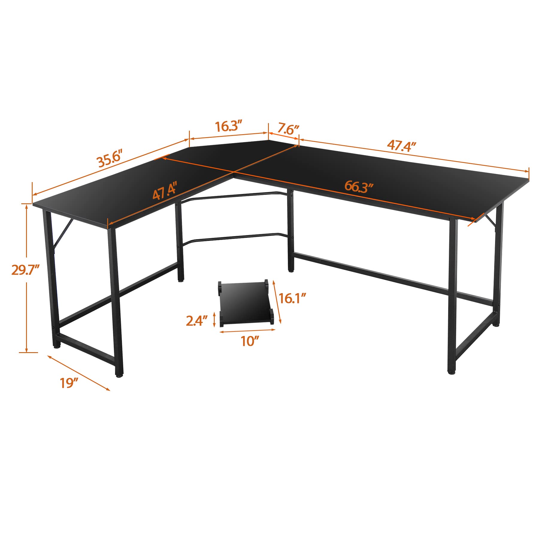 L-Shaped Gaming Desk with CPU Stand - Home Office Workstation for Gamers & Professionals