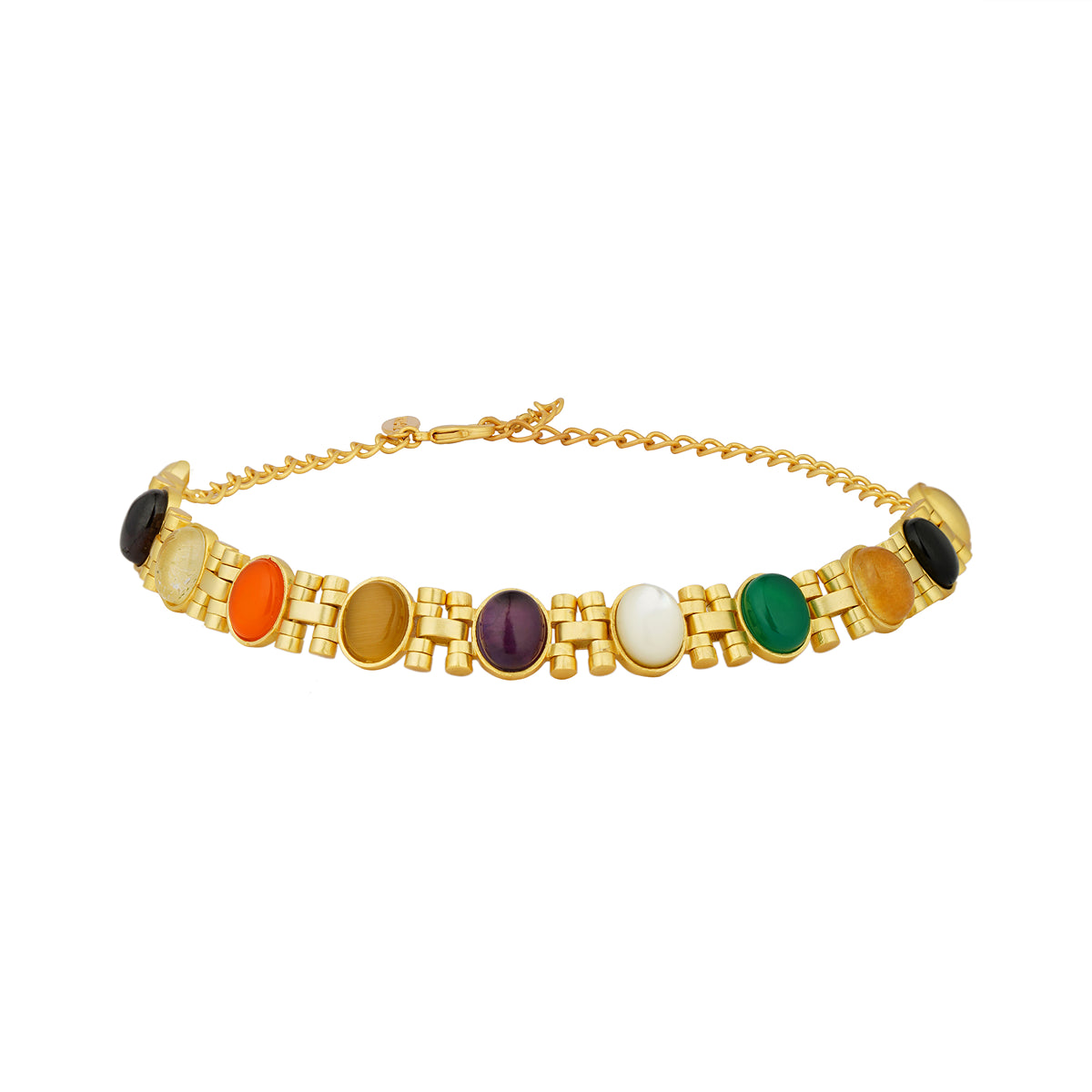 Navratna Choker Necklace with 9 Gemstones - Power Moves Spiritual Jewelry for Women | Perfect for Meditation, Yoga & Festive Occasions