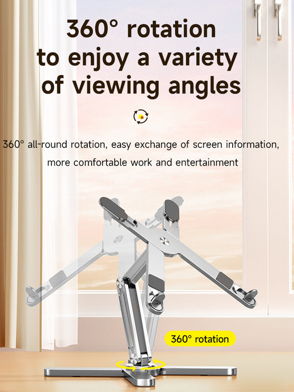 Adjustable 360° Swivel Laptop Stand - Lightweight Aluminum Alloy Rotating Bracket for MacBook, iPad, Notebook - Perfect for Home Office, Bed, Desk & Travel Use