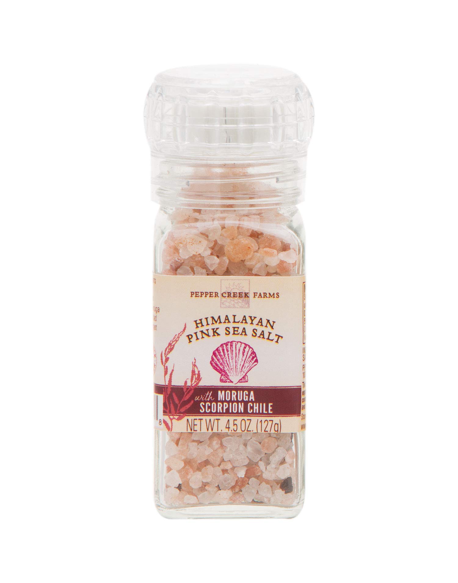 Pepper Creek Farms Himalayan Pink Sea Salt with Scorpion Chiles - 4.5oz Grinder Jar - Hot & Spicy Gourmet Salt for Cooking, Grilling & Seasoning - Perfect for Steaks, Popcorn & Cocktail Rims