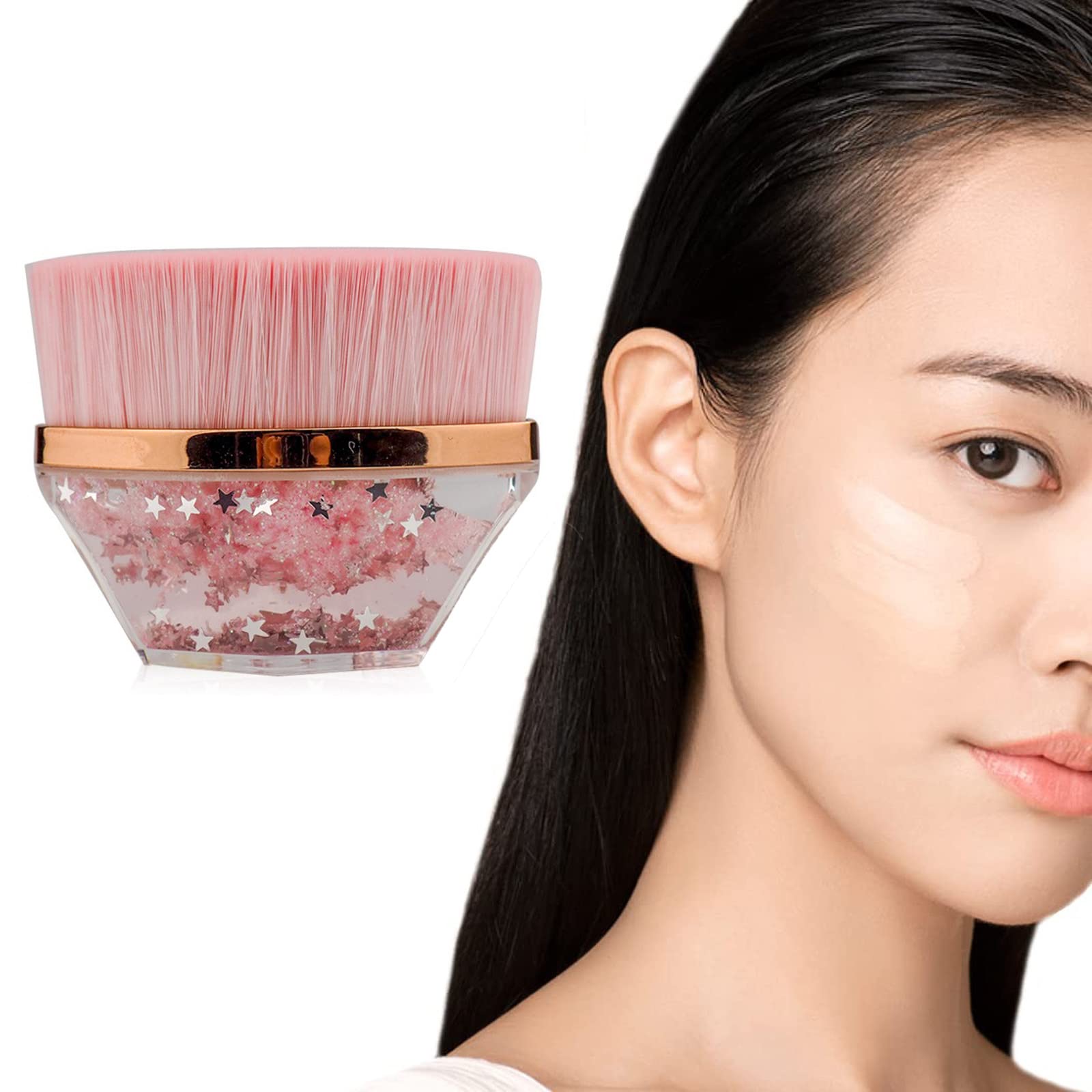 Diamond Crystal Makeup Brush with Cap - for Liquid, Cream & Powder - Perfect for Streamers