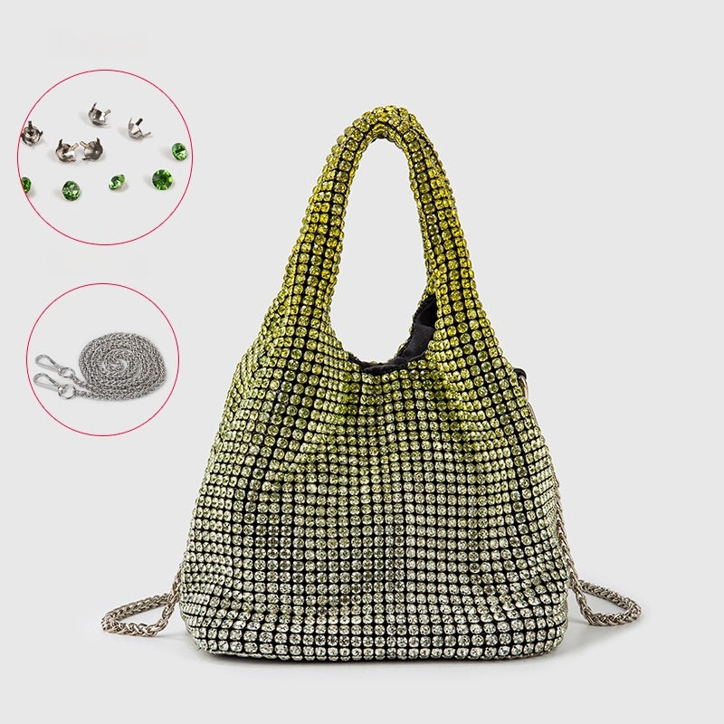 Luxury Diamond Encrusted & Diamond Filled Tote Bucket Dinner Bag - Elegant Evening Clutch for Parties, Weddings & Special Occasions - 819045946412