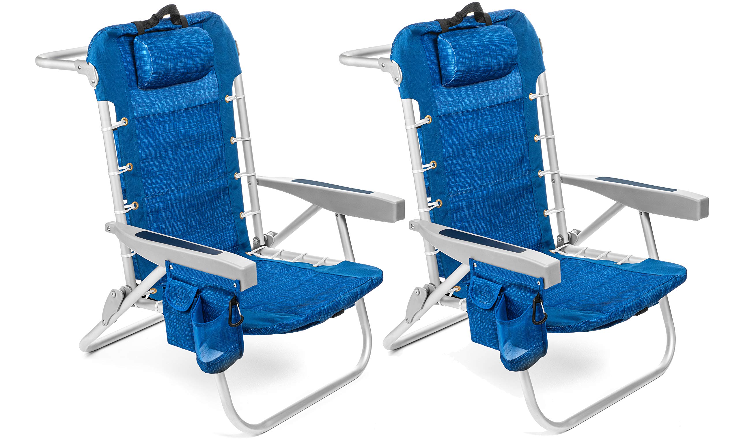 **Homevative 2-Pack Folding Backpack Beach Chair - 5-Position Reclining, Aluminum Frame, Built-in Cooler Pouch, Towel Bar, Storage Pouch & Cup Holder - Portable for Camping, Picnics, Beach & Outdoor Relaxation**