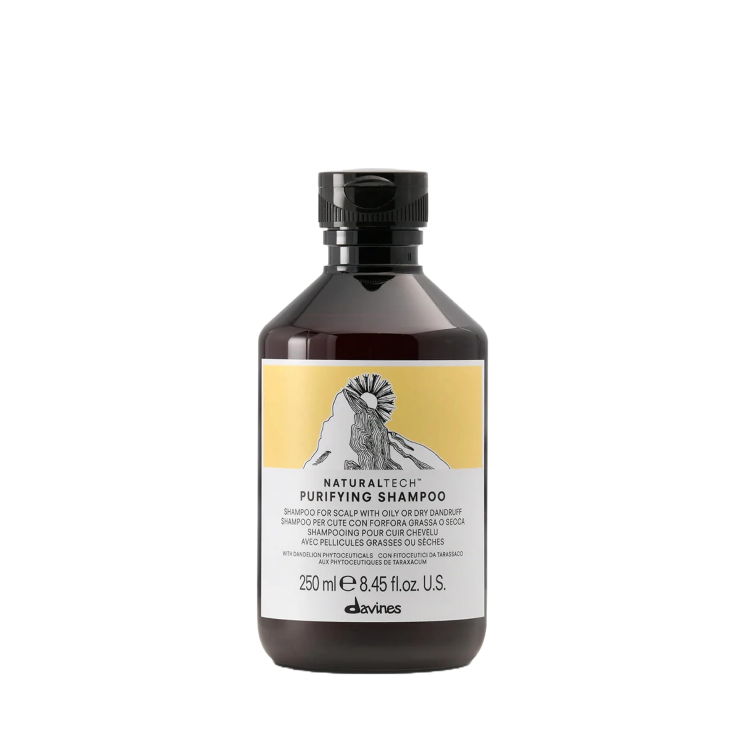 DAVINES Natural Tech Purifying Shampoo for Oily Scalp & Hair - 250ml Detoxifying Clarifying Shampoo - Vegan & Sulfate-Free Hair Care for Daily Use at Home or Salon