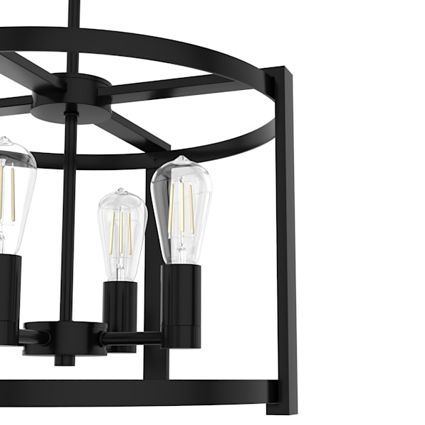 Hunter Astwood 4-Light Chandelier in Matte Black - Modern Farmhouse Ceiling Light Fixture for Dining Room, Bedroom, Living Room & Entryway