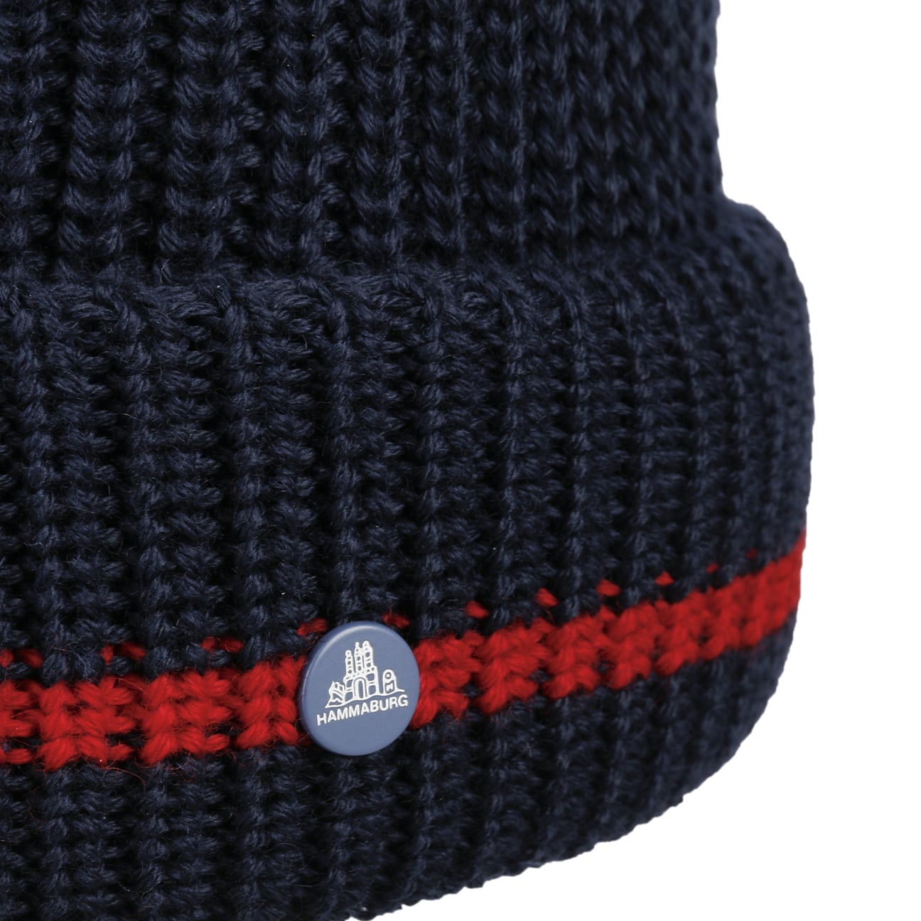 Hammaburg Striped Cuff Pompom Beanie - Warm Winter Knit Hat for Women & Men - Perfect for Skiing, Snowboarding & Outdoor Activities