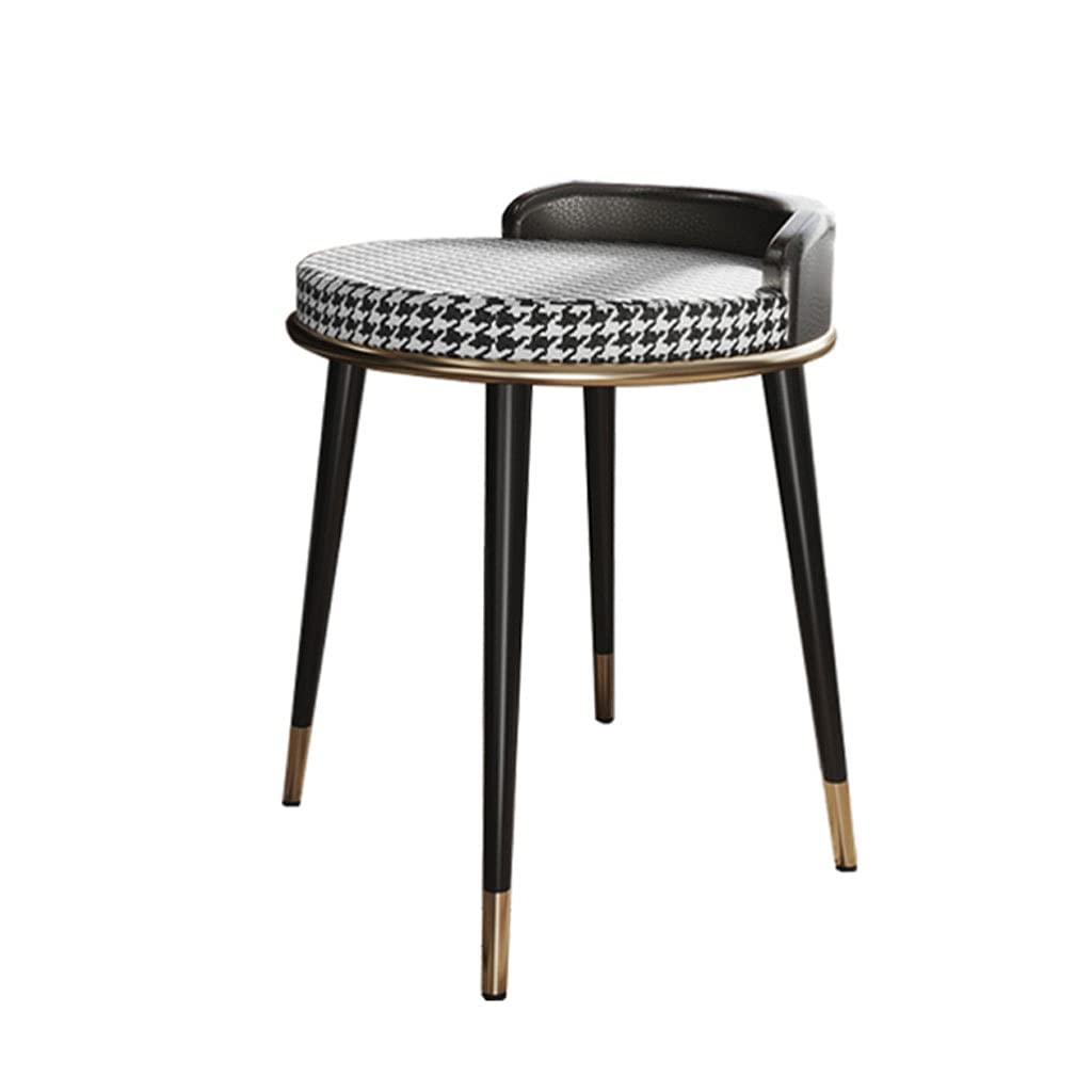 Luxury White Vanity Chair - Modern Nordic Makeup Stool with Padded Seat for Bedroom, Dressing Room & Living Room | Elegant Home Decor for Women, Girls Dorm & Beauty Salon (Pink)