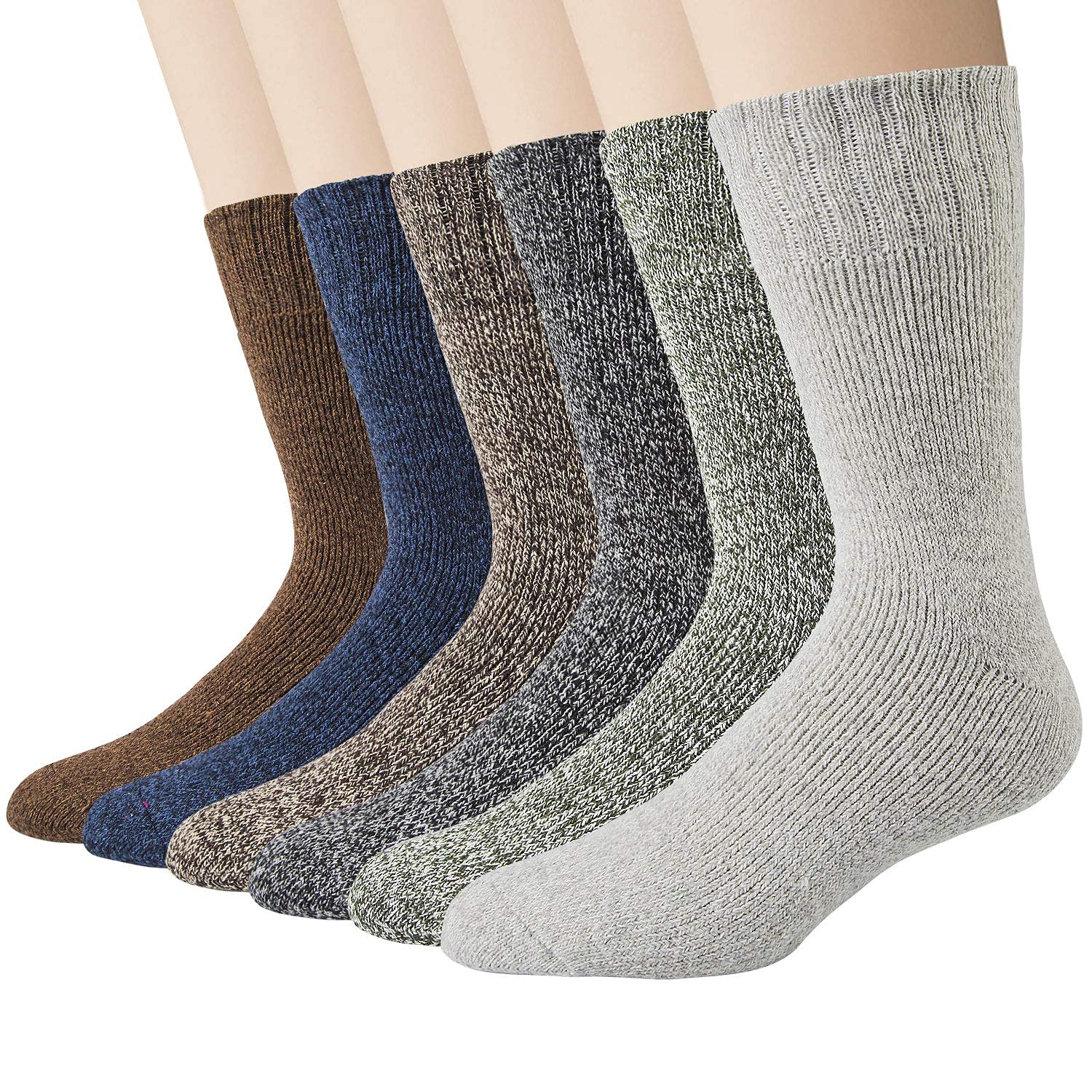 6 Pairs Men's Wool Socks - Warm Thermal Winter Socks for Hiking, Skiing & Outdoor Activities - Soft & Breathable Cold Weather Socks for Men