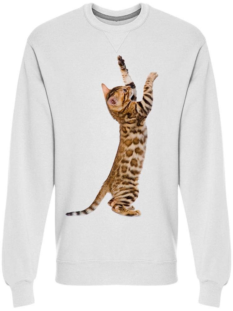 Playful Bengal Cat Print Full-Body Sweatshirt for Men - Cozy Lounge Wear & Casual Street Style