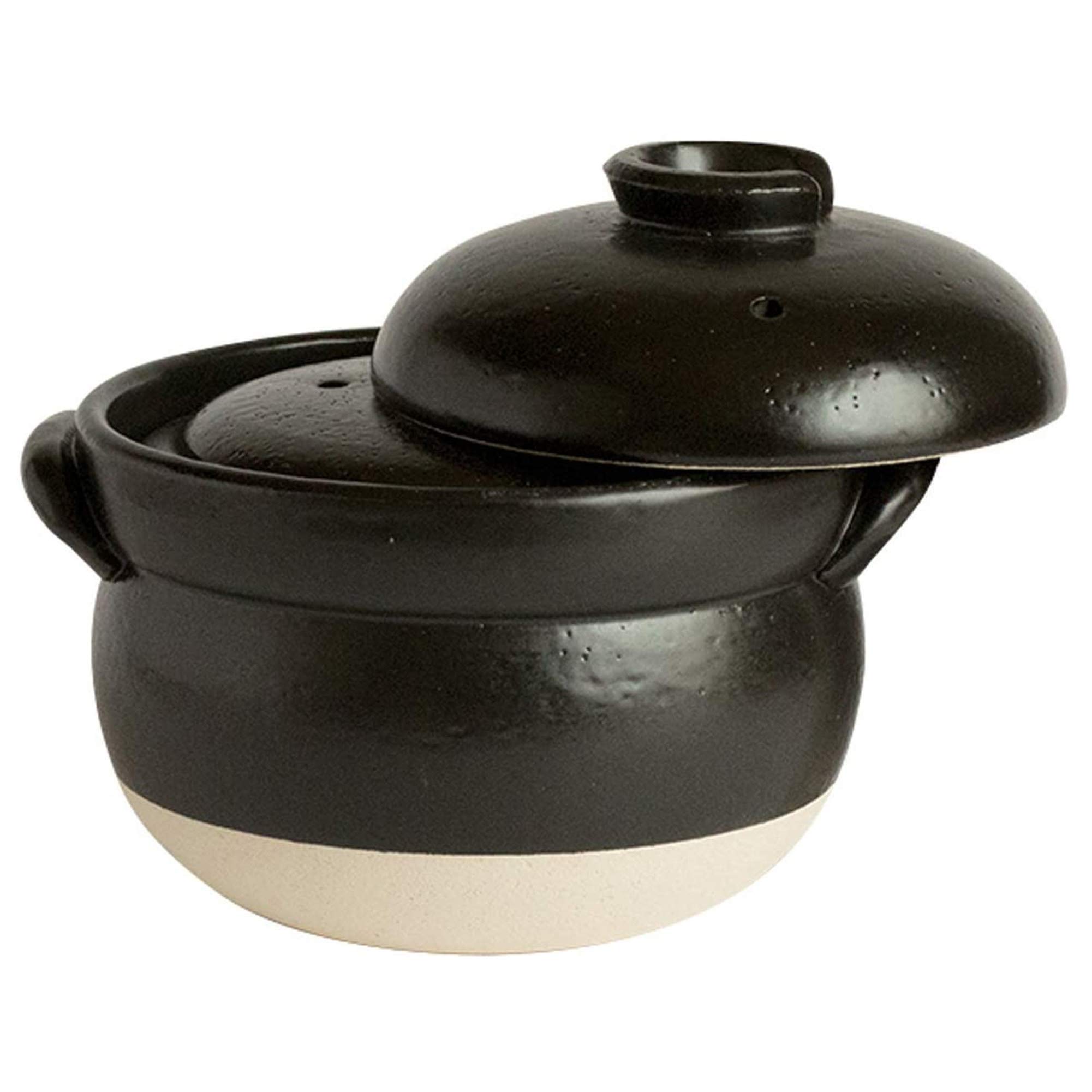 Premium Japanese Donabe Clay Rice Cooker - 3 Go (1900ml) with Inner Lid, Authentic Mie Pottery for Perfect Sushi & Sticky Rice | Stovetop & Oven Safe for Home Cooking & Restaurant Use