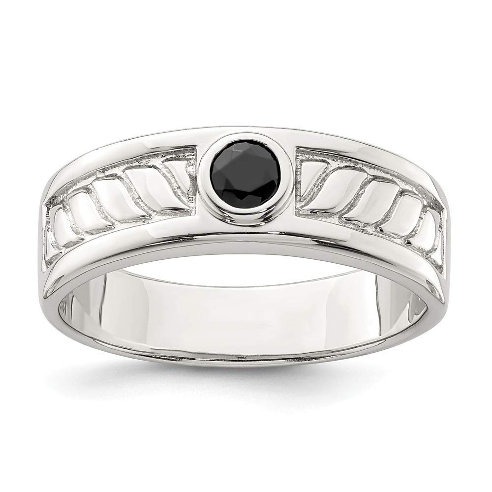 925 Sterling Silver Men's Simulated Onyx Ring - 6.95mm Wide Band, Size 9/10/11 - Elegant Black Jewelry Gift for Him - Perfect for Weddings, Anniversaries & Formal Occasions