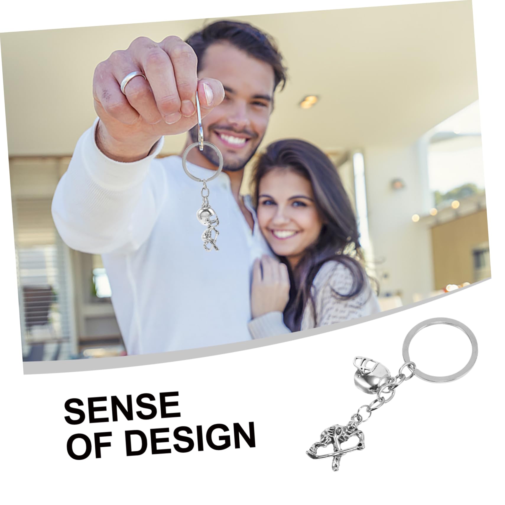 Hockey Keychain - Metal Hockey Player Pendant for Backpacks & Bags