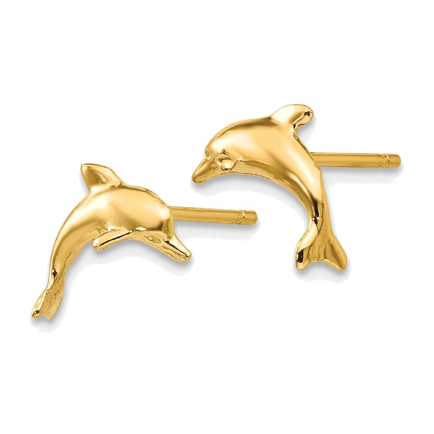 14K Yellow Gold Dolphin Post Earrings - Elegant & Dainty Jewelry for Women, Perfect for Everyday Wear, Gifts & Beach Outfits