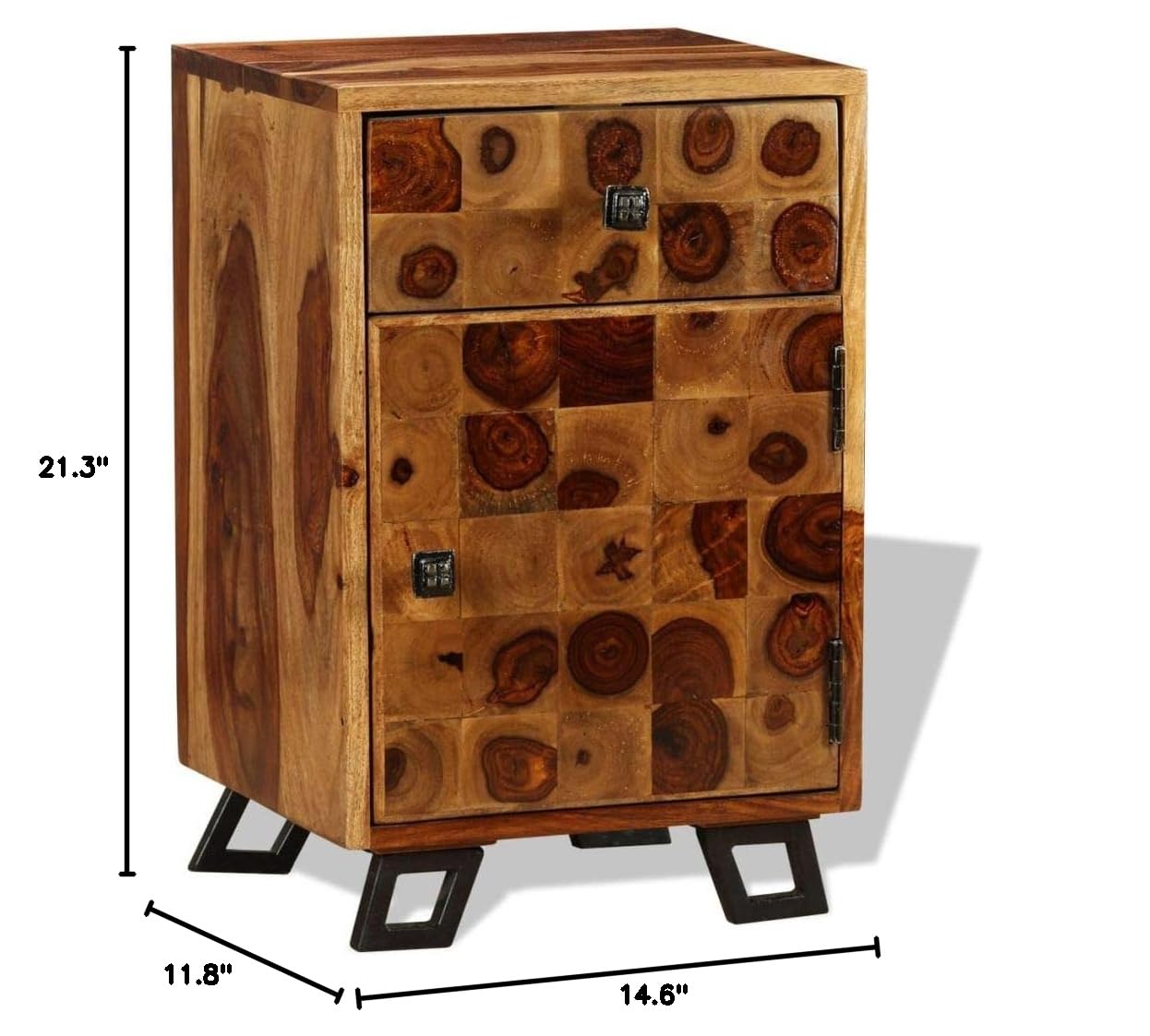Solid Sheesham Wood Nightstand - 14.6