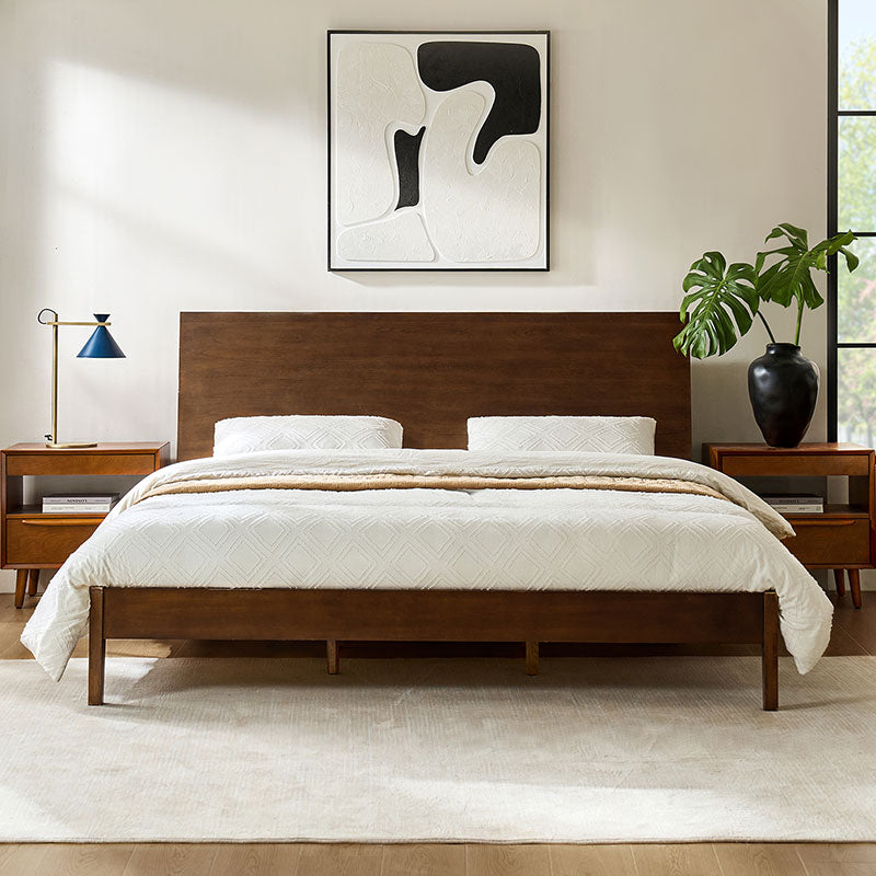 Vivian Solid Wood Queen Platform Bed Frame with USB Ports & Underbed Storage | Modern Minimalist Design for Bedroom, Guest Room, Dorm | Easy Assembly & Sturdy Support