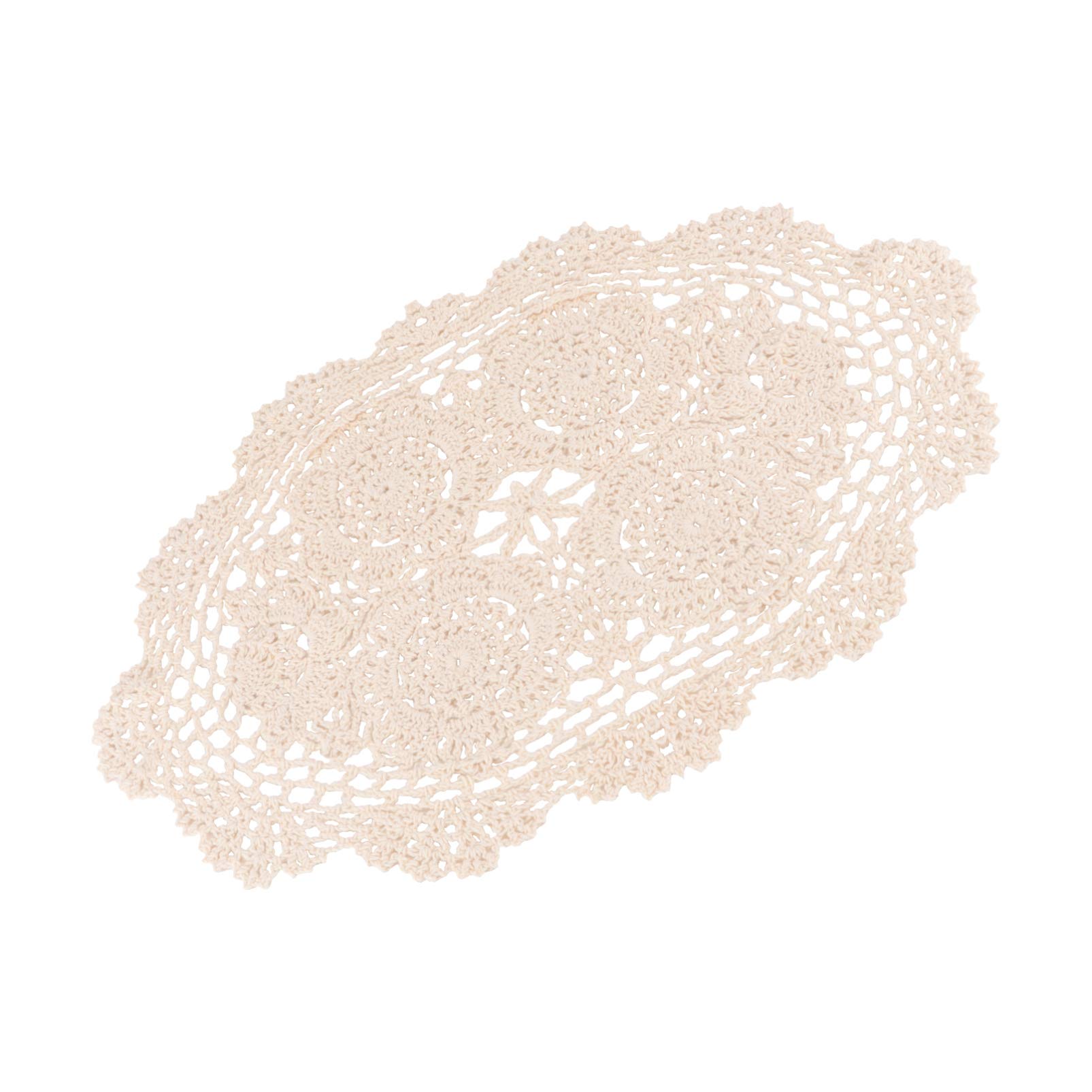 SOIMISS Crochet Lace Table Placemats - Reusable Round Dish Plate Mats for Dining Table, Kitchen, and Home Decor (Beige) | Elegant Table Setting for Parties, Weddings, and Everyday Use