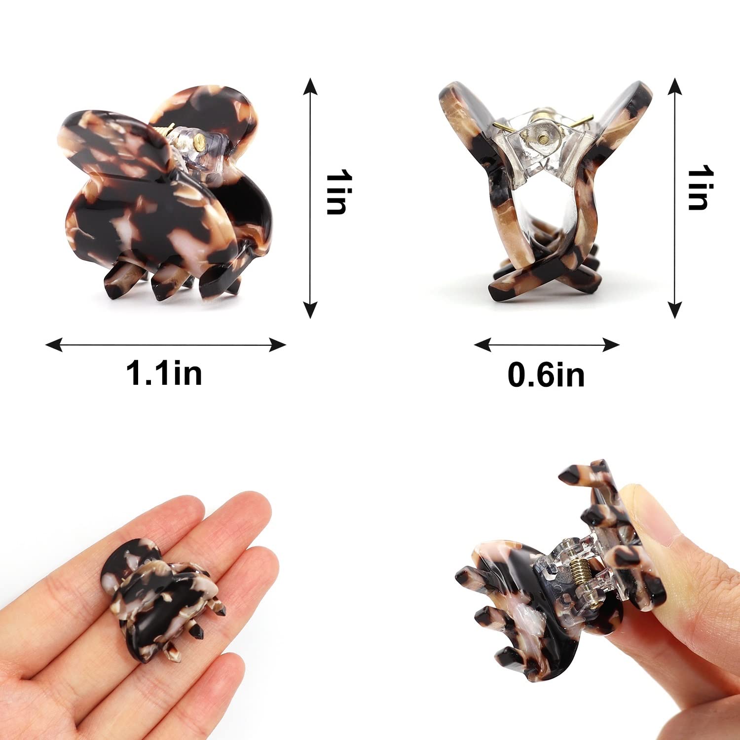 Cobahom 6Pcs Small Hair Clips for Women - Mini Hair Claws, Tortoise Shell & Leopard Acrylic Jaw Clips - Perfect for Thin & Thick Hair - Great for School, Work, Parties & Everyday Styling