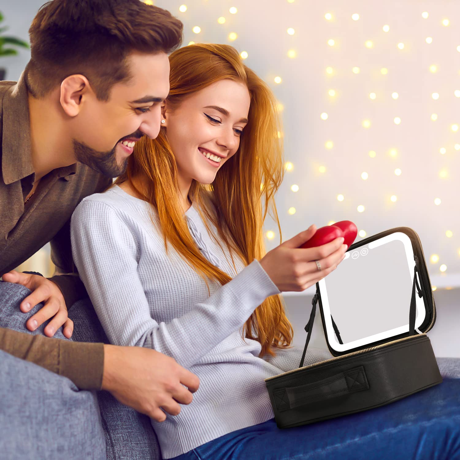 VANMRIOR LED Lighted Travel Makeup Bag with Mirror - 3 Color Settings, Rechargeable Cosmetic Organizer Case for Women | Perfect for Travel, Home Vanity & Professional Makeup Artists