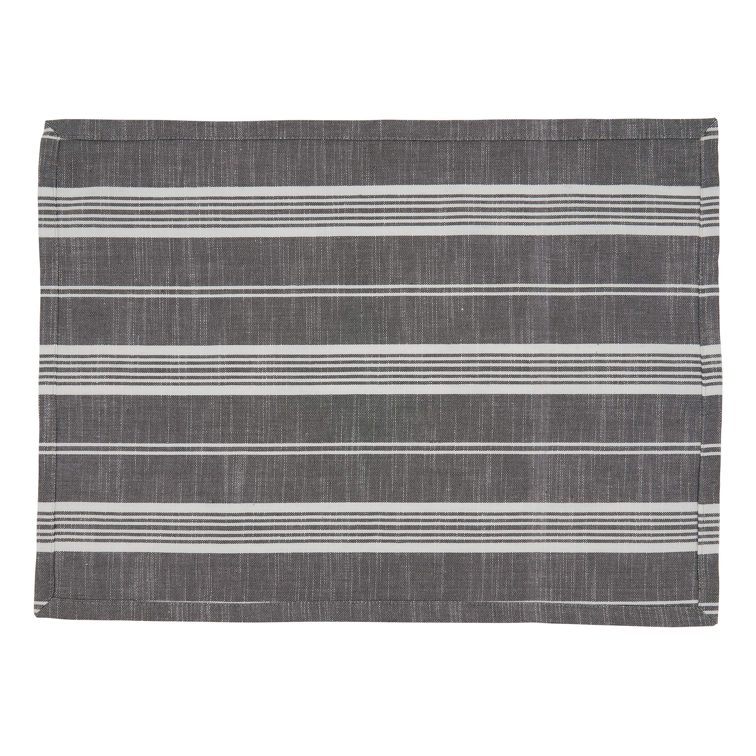 Premium Striped Cotton Placemats Set of 4 - Washable & Durable Table Mats for Dining Room, Kitchen, and Party Decor - Elegant Home Tableware for Everyday Use and Special Occasions