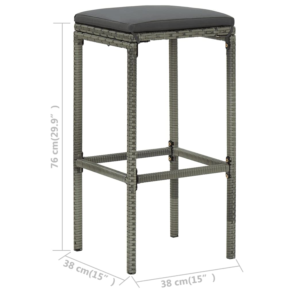 2/3/4/6 Pack Modern Bar Stools with Cushions - Poly Rattan Counter Height Stools for Kitchen Island, Breakfast Bar & Outdoor Patio - Multiple Color Options