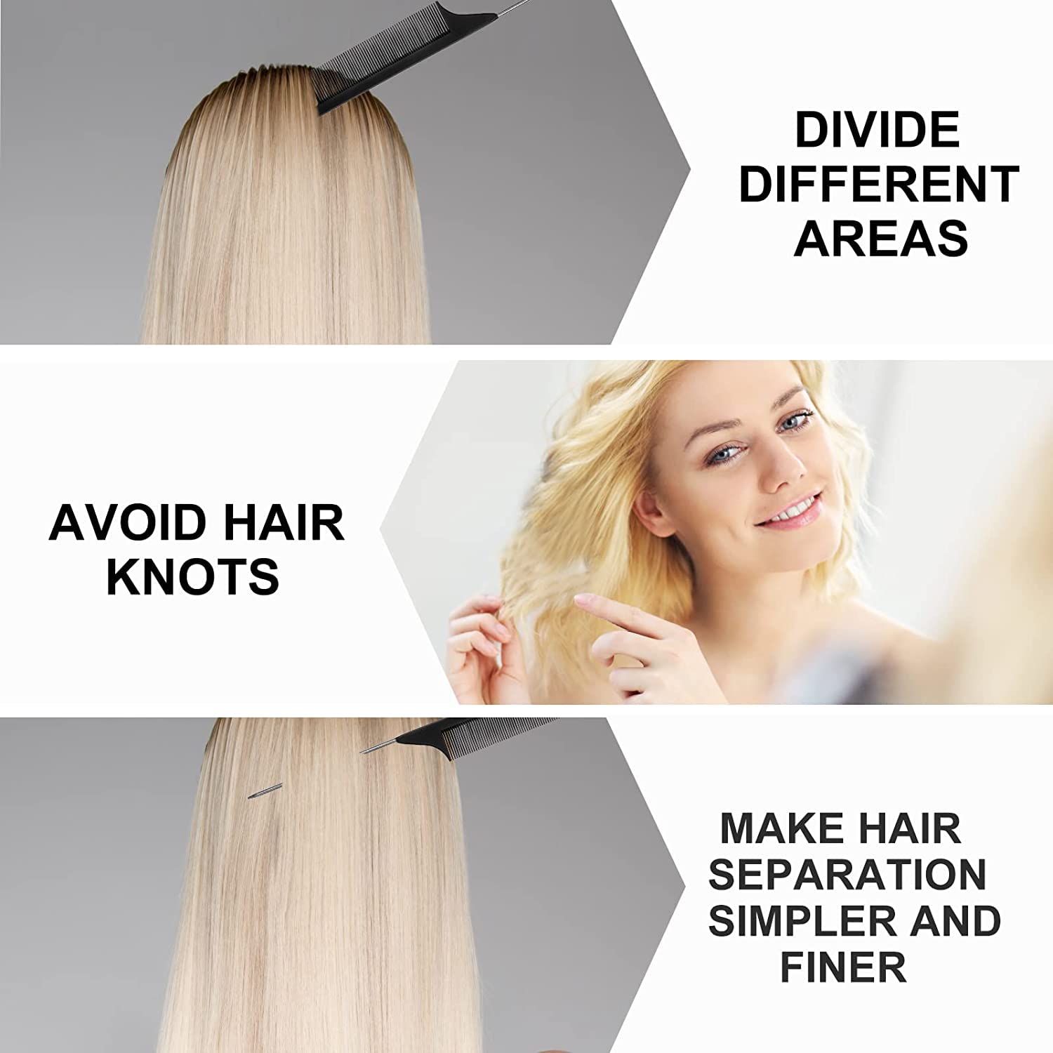4Pcs French Braid Maker Hair Styling Tools - Hair Braid Bun Maker & Ponytail Accessories with Hair Teasing Brush - Perfect for DIY Salon Hairstyles, Parties, Weddings and Everyday Styling