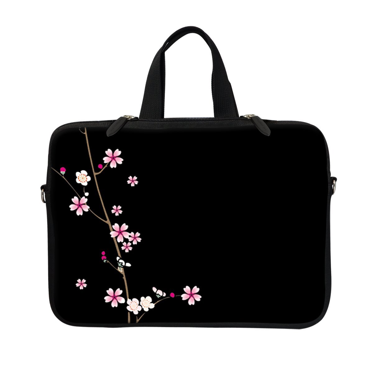 12 Inch Neoprene Laptop Sleeve Case for MacBook Air/Pro, Chromebook & Ultrabooks - Water-Resistant Protective Cover with Hidden Handle, Plum Blossom Floral Design - Perfect for Travel, Office & School Use