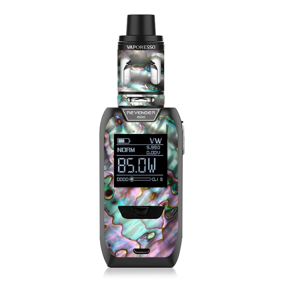Vaporesso Revenger Mini 85W Mod with Abalone Pink Green Purple Sea Shell Design - Compact Vape Kit for Travel & Outdoor Use