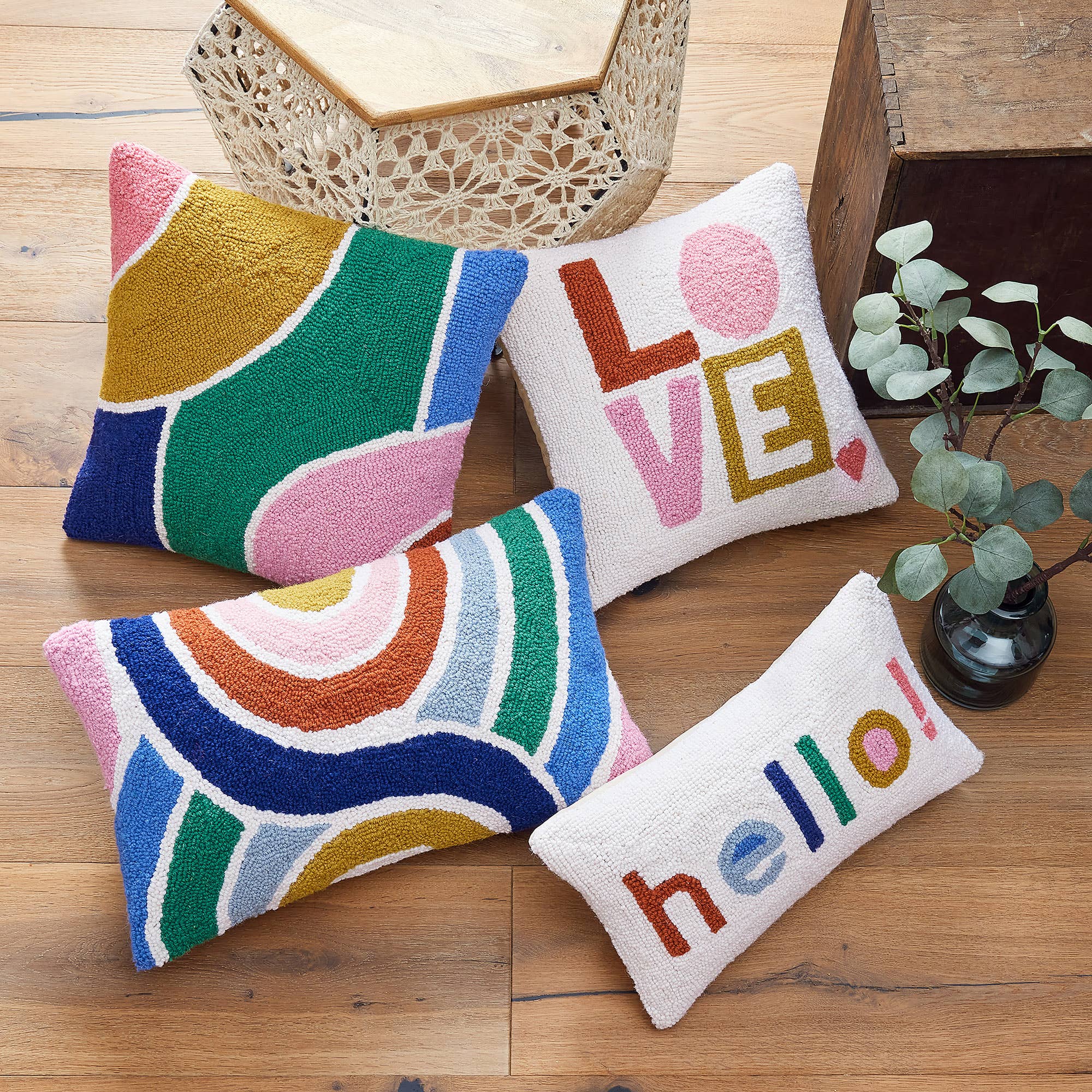 Color Waves Hook Pillow - Boho Decorative Throw Pillow Cover for Sofa, Bed & Couch - Soft & Stylish Home Decor for Living Room, Bedroom & Nursery