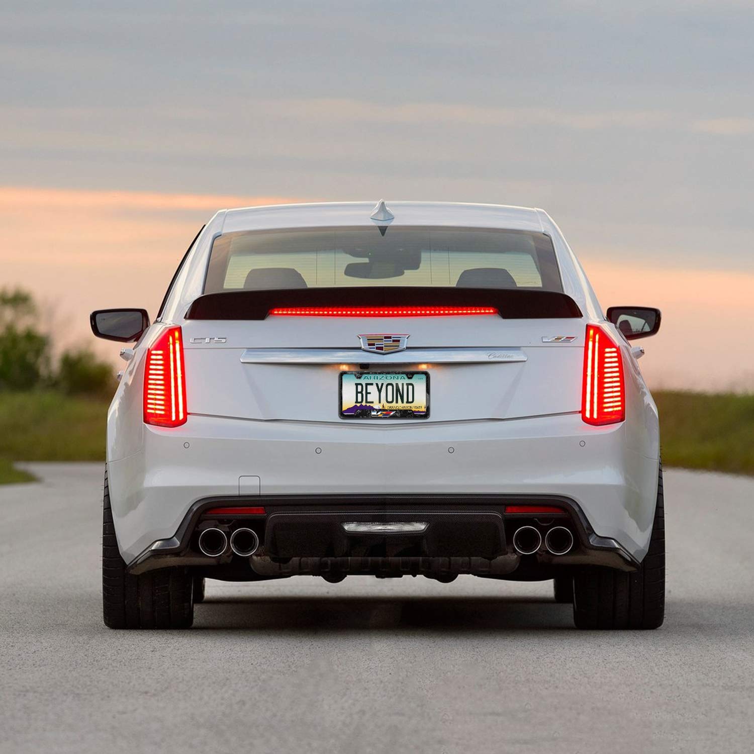 Cadillac V Logo Real Black Forged Carbon Fiber License Plate Frame - Durable & Stylish for All 50 States - Perfect for CTS, ATS, Escalade & More
