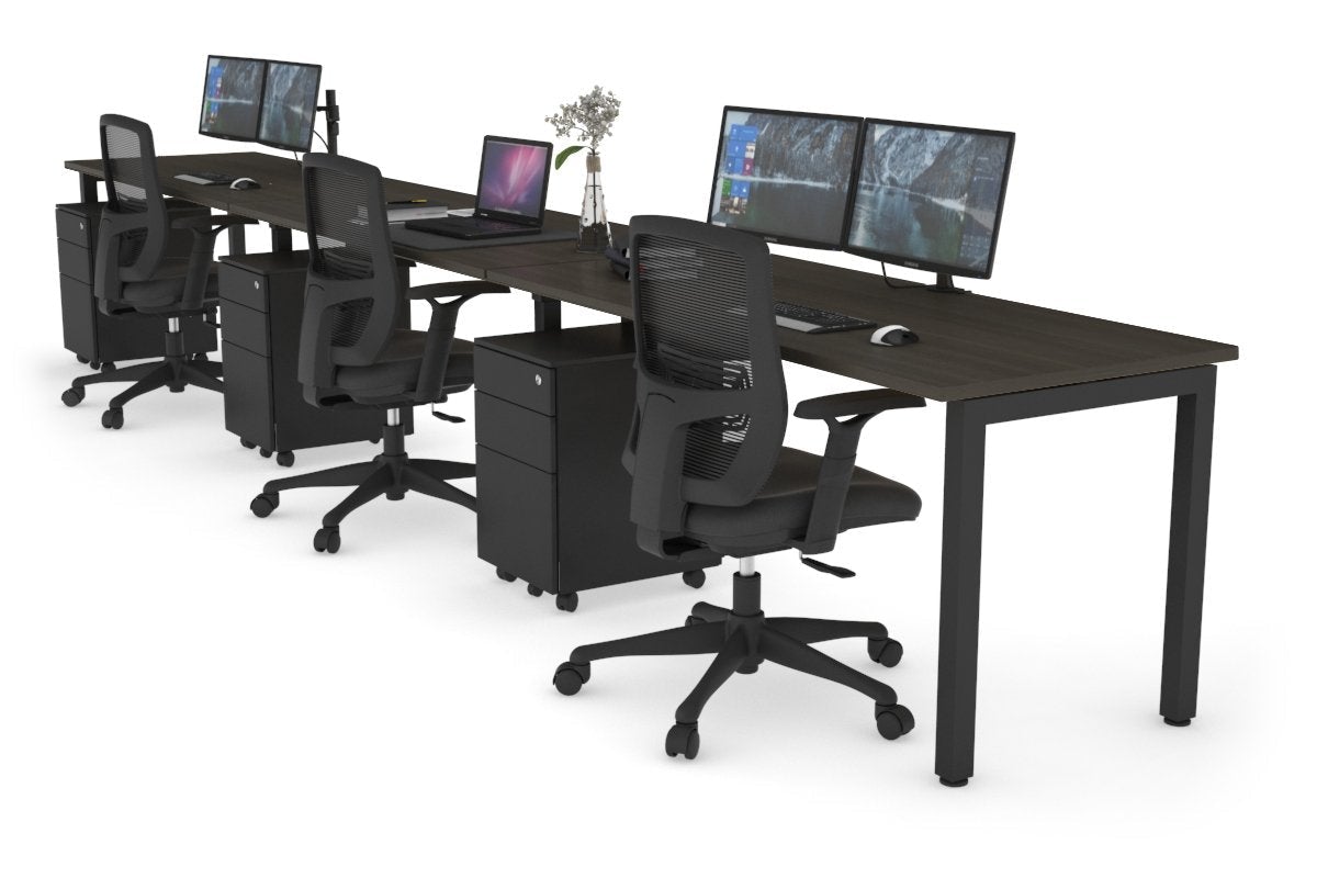 Quadro Square Legs 3-Person Office Workstation Desk - 1600L x 700W - Modern Office Furniture for Collaborative Workspaces, Home Offices & Coworking Spaces