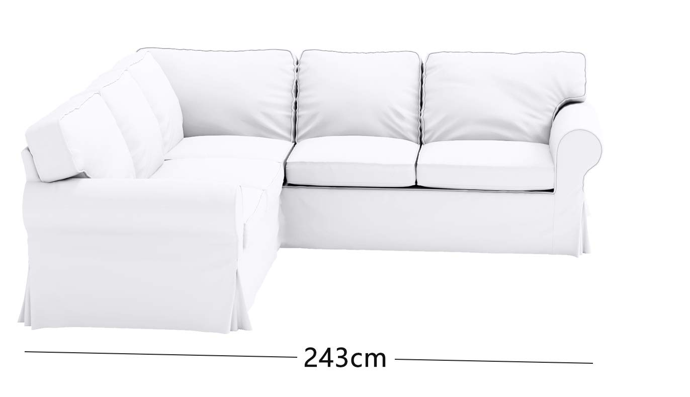 Custom-Made IKEA Ektorp 2+2 Sectional Corner Sofa Slipcover Replacement - Beige Polyester Fabric Sofa Cover Only | Perfect for Living Room, Family Room & Home Theater Seating