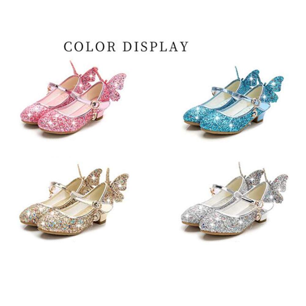 Sparkly Butterfly Mary Jane Shoes for Girls - Glitter Bridesmaid & Wedding Party Shoes - Low Heel Princess Dress Shoes (Toddler/Little Kid/Big Kid) - Perfect for Weddings, Pageants & Special Occasions