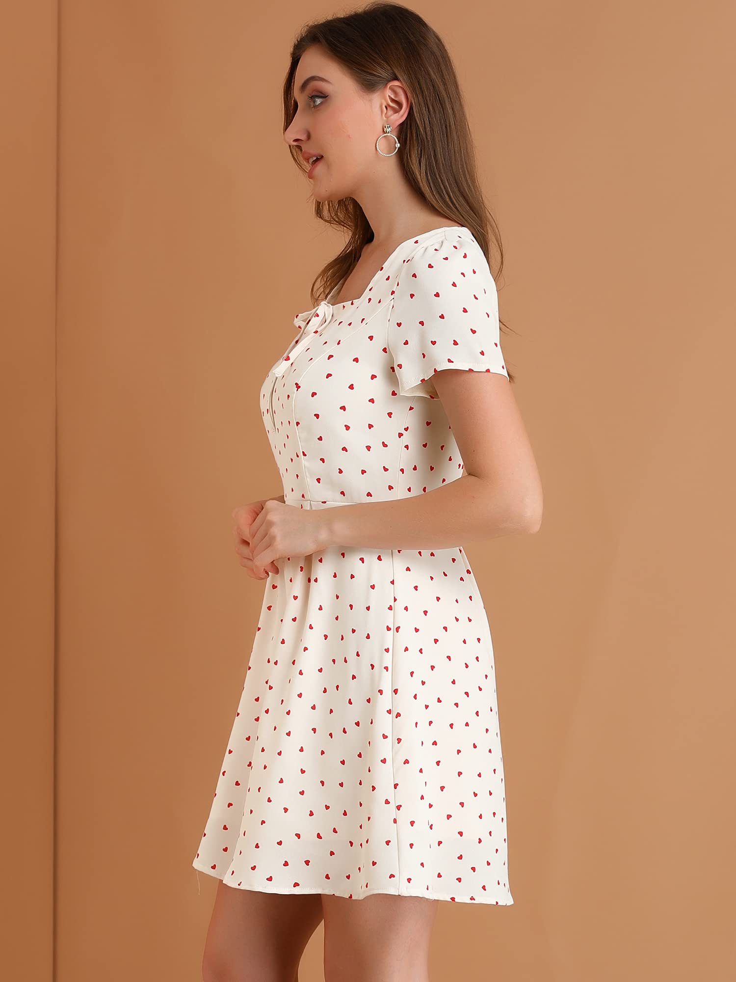 Allegra K Women's Casual Summer Dress - Floral Print Short Sleeve A-Line Midi Dress for Outdoor Parties, Beach Vacations & Date Nights