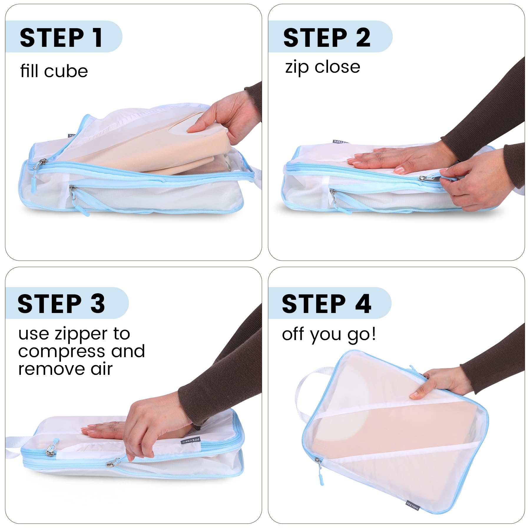 6-Piece Compression Packing Cubes Set - Breathable Mesh Travel Organizers for Suitcases with Shoe Bags | Durable & Lightweight Luggage Accessories for Business Trips, Vacations & Weekend Getaways