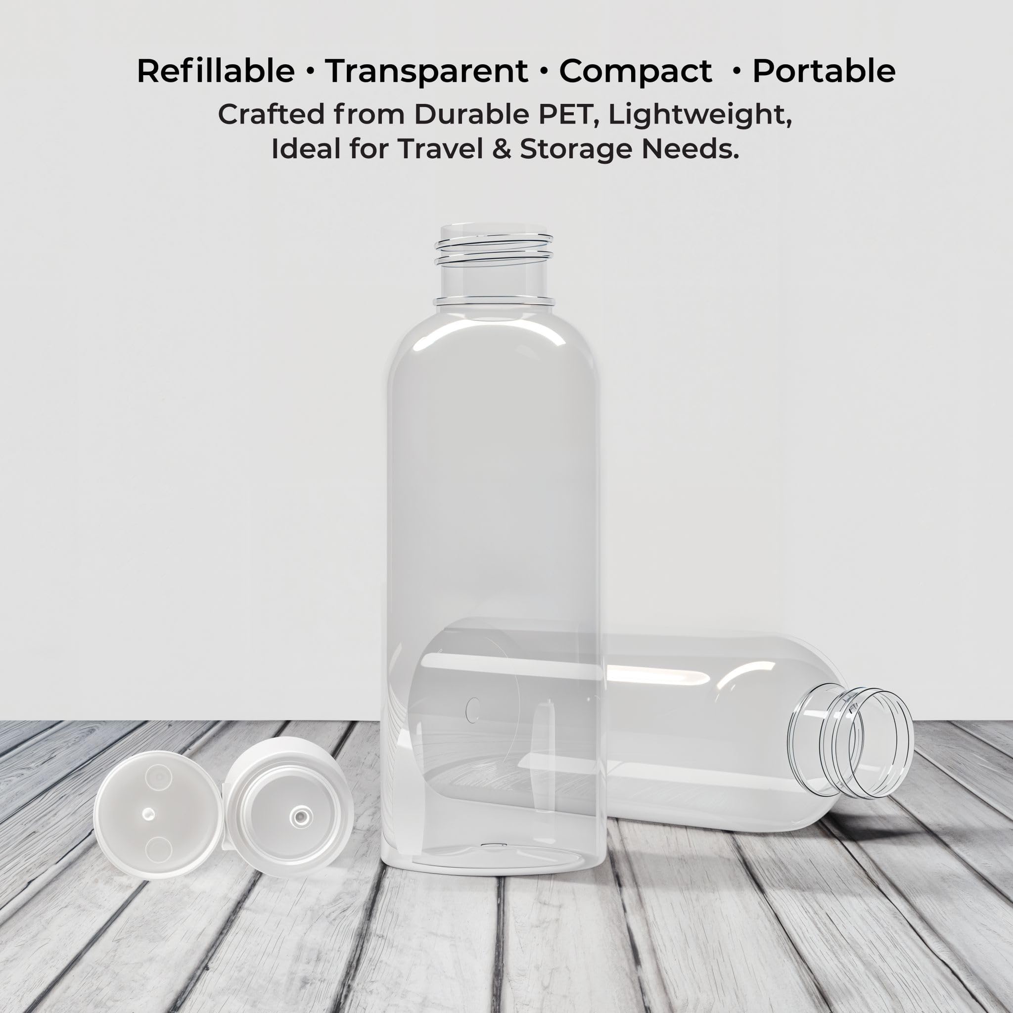 20 Pack 100ml (3.5 oz) Clear Plastic Travel Bottles - BPA Free, Leak Proof Flip Top Caps - Refillable Toiletry Containers for Shampoo, Lotion & Cosmetics - Perfect for Air Travel, Gym & Vacation Essentials