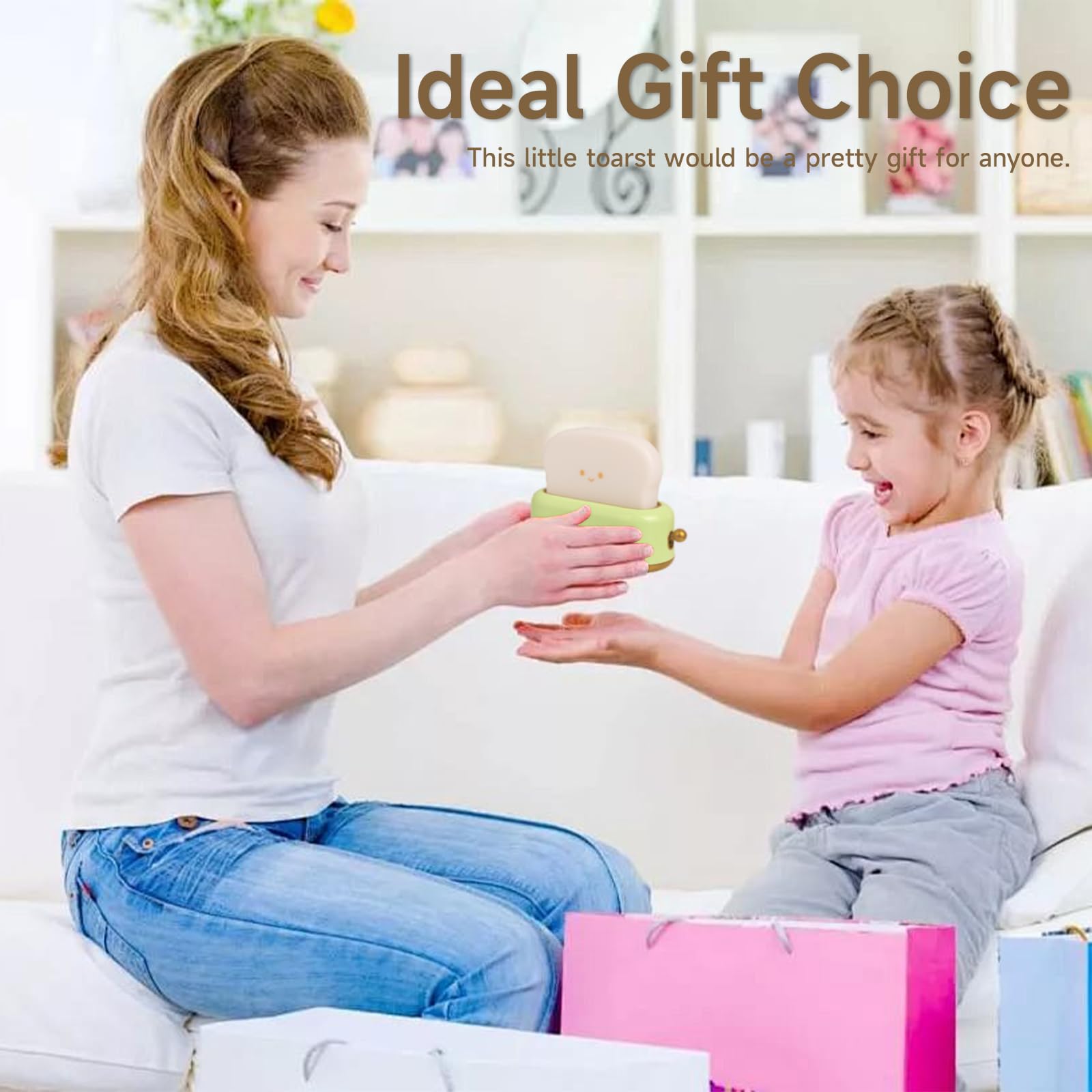 Voltiorbit Toast Night Lamp - Rechargeable LED Toaster Night Light with Timer & Brightness Control - Cute Kids Bedroom Decor - Perfect Gift for Teens, Boys & Girls (Yellow) - Ideal for Bedtime Reading, Nursery Room Lighting & Cozy Atmosphere Creation