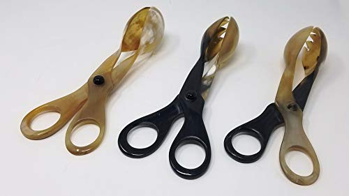 Handcrafted Natural Horn Salad Servers - Ergonomic Scissors-Shaped Buffet Tongs for Party Catering, Cake, Bread & Kitchen Use (Set of 3) - Perfect for Salad Bars, Weddings, BBQs & Elegant Dining