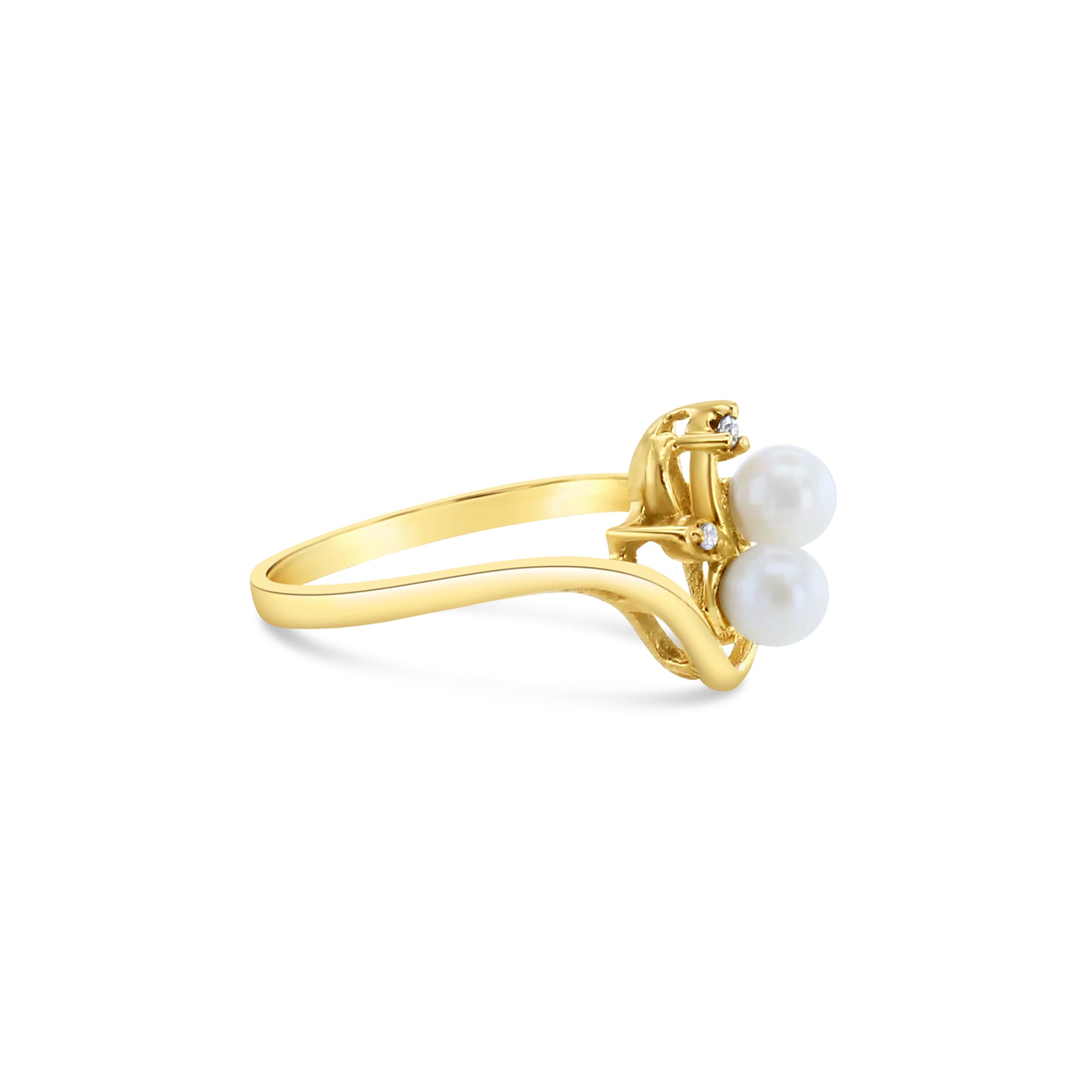 4MM Cultured Pearl Cluster Ring in 14k Yellow Gold - Elegant Jewelry for Weddings, Parties & Special Occasions