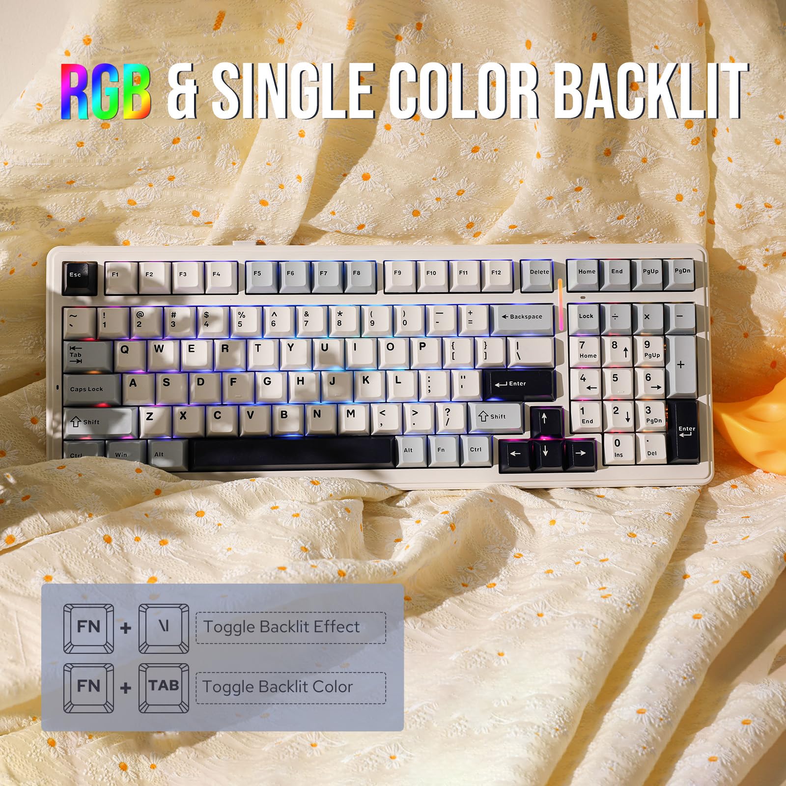EPOMAKER x Aula F99 Wireless Mechanical Gaming Keyboard - Hot Swappable Gasket Design, 5-Layer Padding, Bluetooth/2.4GHz/USB-C Connectivity, 8000mAh Battery (White Blue, Reaper Switch) - Perfect for PC Gaming, Office Work & Typing Enthusiasts