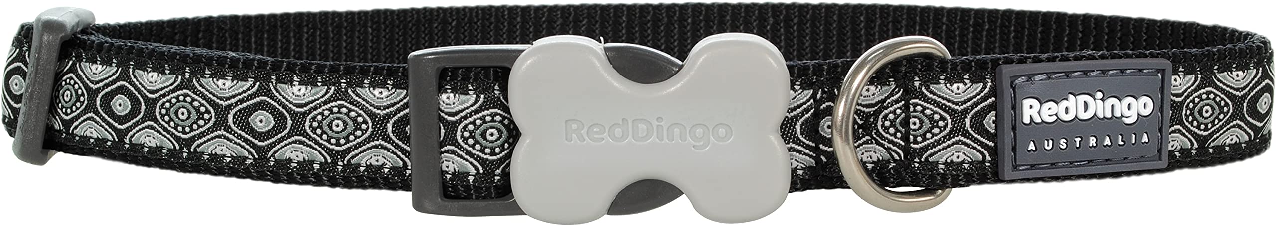 Red Dingo Designer Dog Collar - Large Size Snake Eyes Black Pattern, Adjustable Nylon Pet Collar for Medium to Large Dogs - Perfect for Daily Walks, Training & Outdoor Adventures