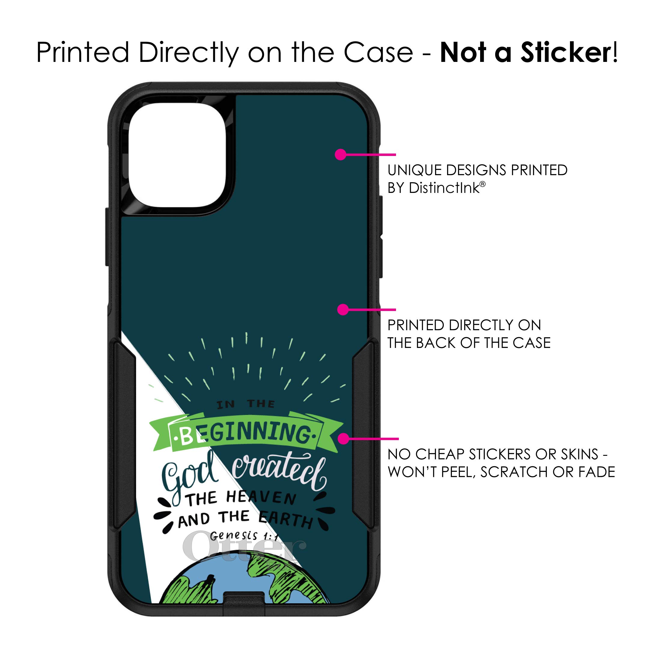DistinctInk iPhone 11 Case (6.1 Inch) - Durable Protective Cover Compatible with OtterBox Commuter - Genesis 1:1 Bible Verse Design - Perfect for Daily Use, Work & Travel