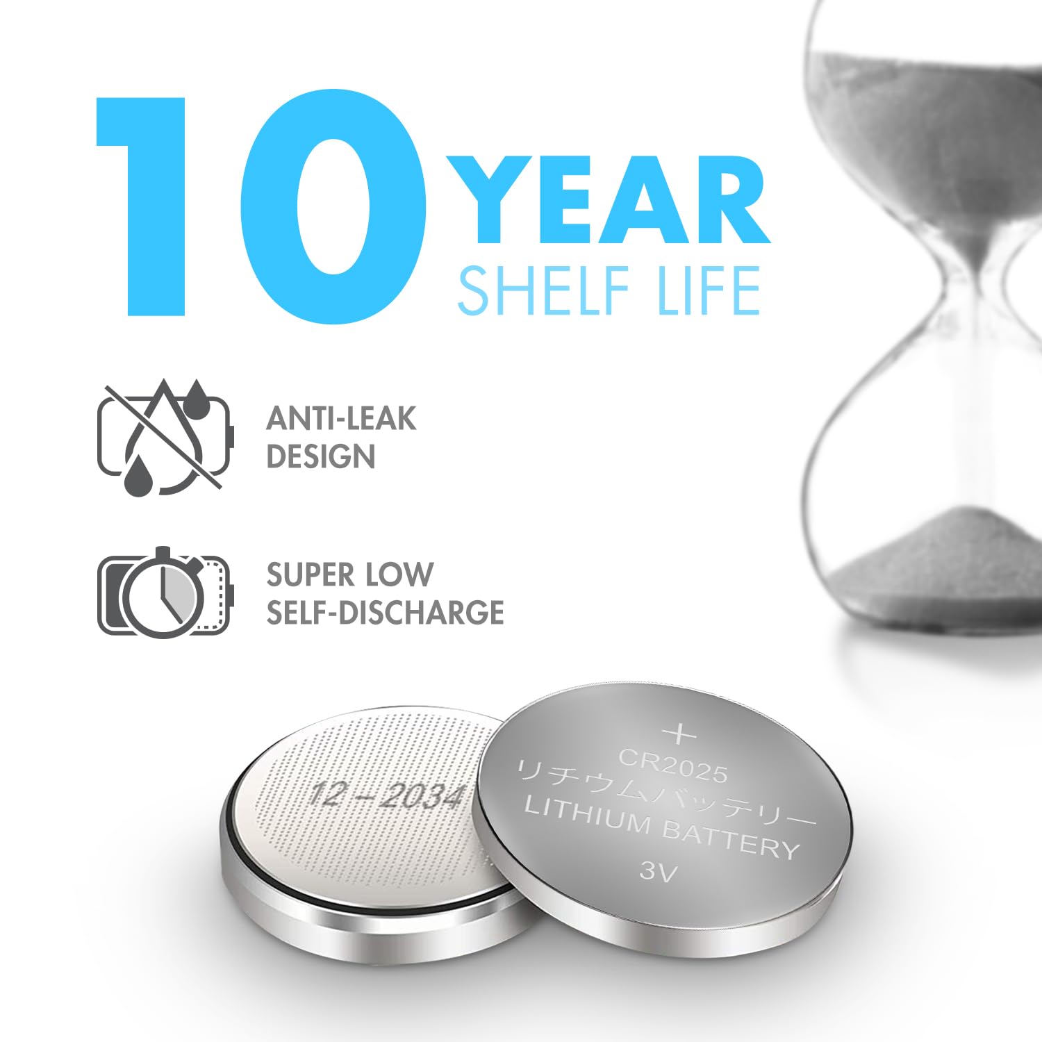 Tenergy 3V CR2025 Lithium Button Coin Cell Batteries - 5 Pack for Key Fobs, Calculators, Watches, Heart Rate Monitors & Medical Devices | Long-Lasting Power for Home, Office & Healthcare Use