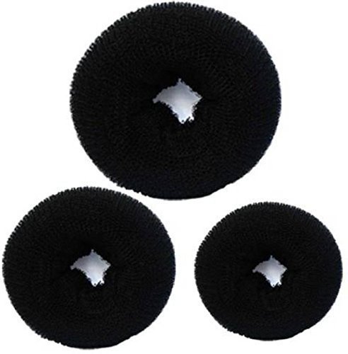 Anup Torda Hair Donut for Bun Making - 3 Pack Black - Perfect for Styling & Parties